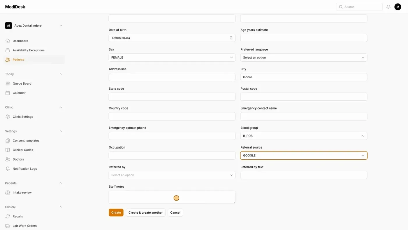 Register a new patient