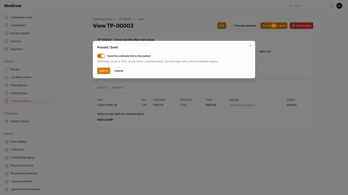 Propose a treatment plan the patient can accept