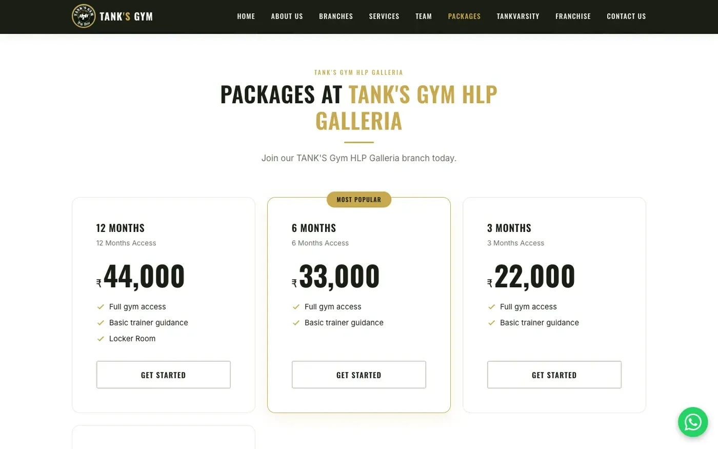 Membership packages per branch